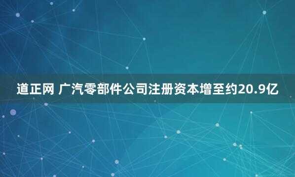 道正网 广汽零部件公司注册资本增至约20.9亿